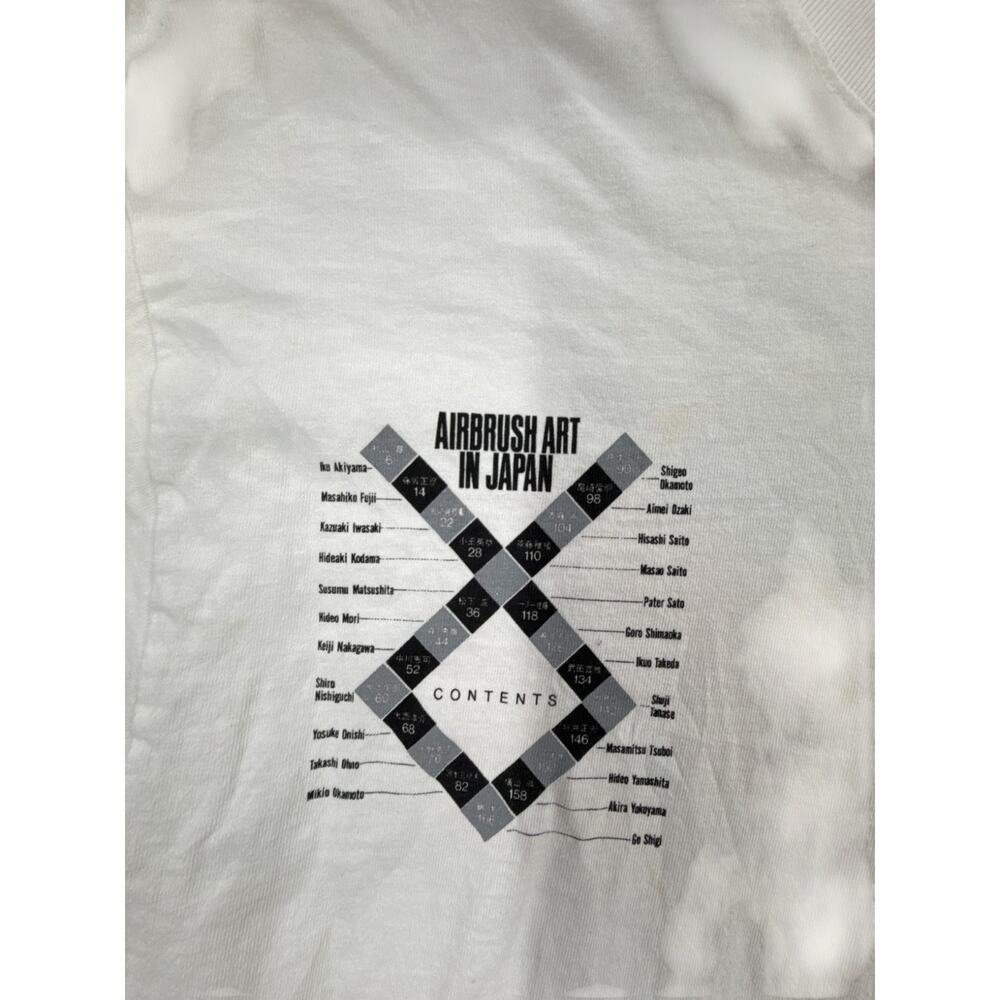Airbrush Art In Japan Long Sleeve Cotton Graphic T-Shirt White Men's Size M - Picture 5 of 10